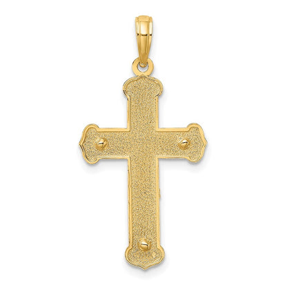 14k Two-tone Gold Engraved Crucifix Charm Pendant for Women