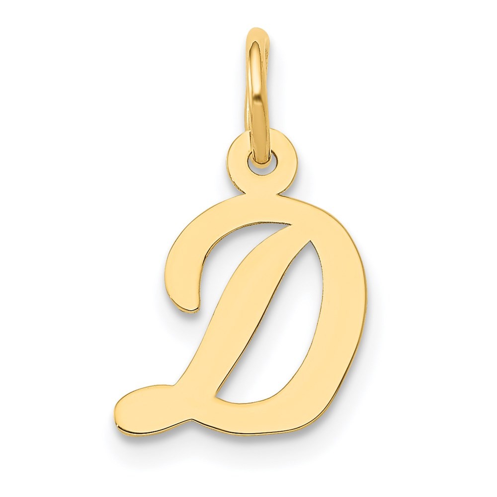 14k Yellow Gold Small Script Letter D Initial Charm