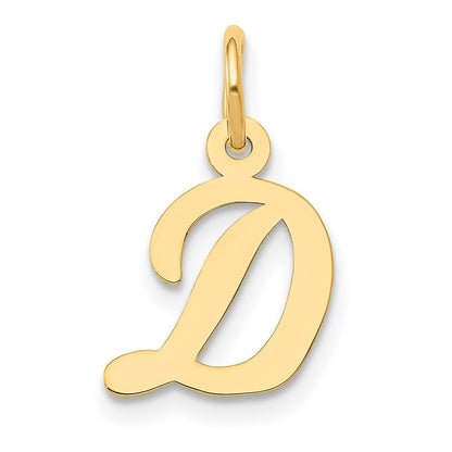 14k Yellow Gold Small Script Letter D Initial Charm