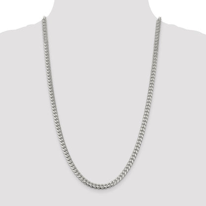 Sterling Silver 6mm Domed Side Diamond-cut Curb Chain