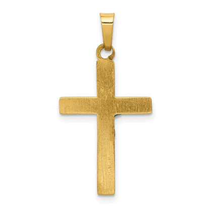 14k Two-tone Gold INRI Hollow Crucifix Pendant for Women