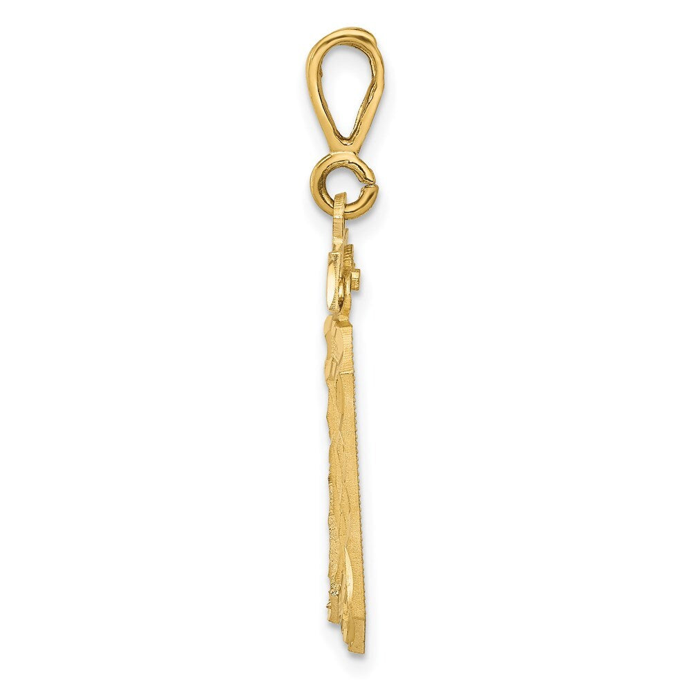 14k Yellow Gold Large Brushed Diamond-cut Number 30 Charm Pendant for Women