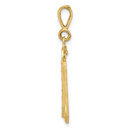 14k Yellow Gold Large Brushed Diamond-cut Number 30 Charm Pendant for Women