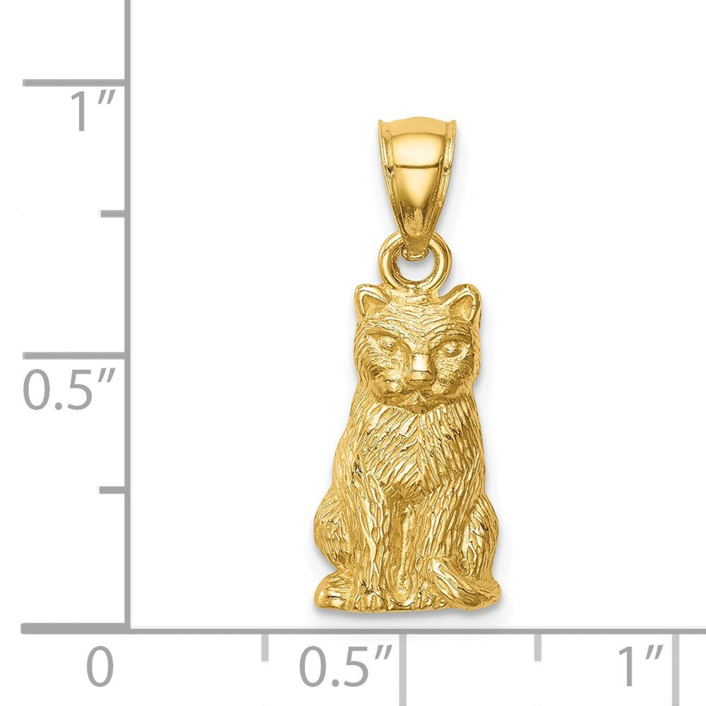 14k Yellow Gold Cat Pendant for Women