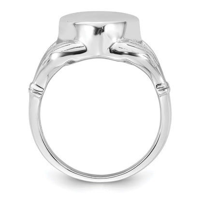 Sterling Silver Rhodium-plated Polished Claddagh Heart Ash Holder Size 6 Ring
