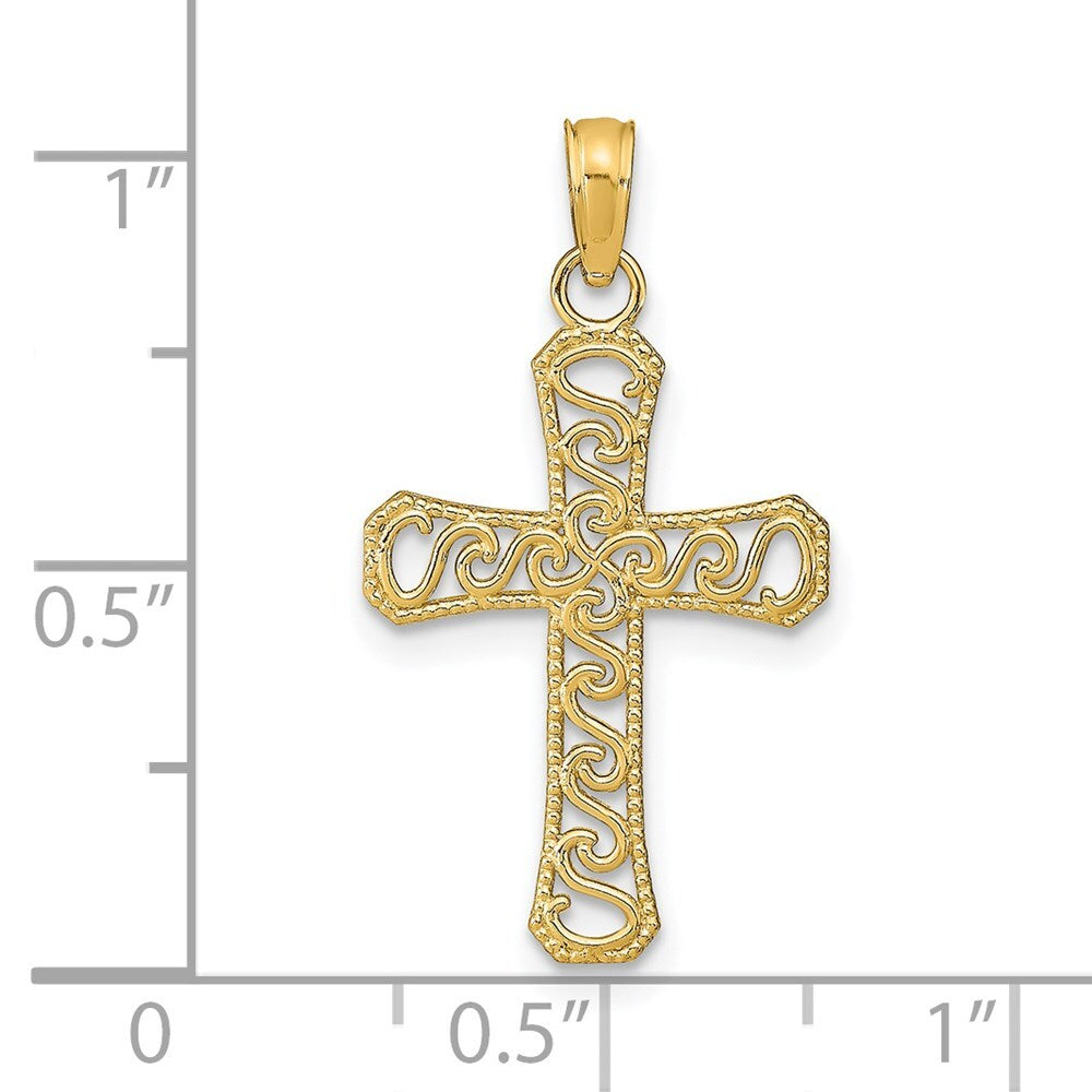 14k Yellow Gold Fancy Cross Pendant for Women