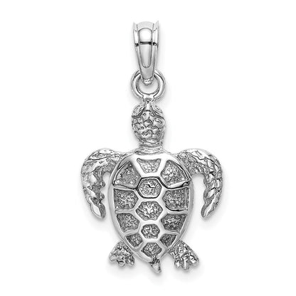 14k White Gold Sea Turtle Charm Pendant for Women