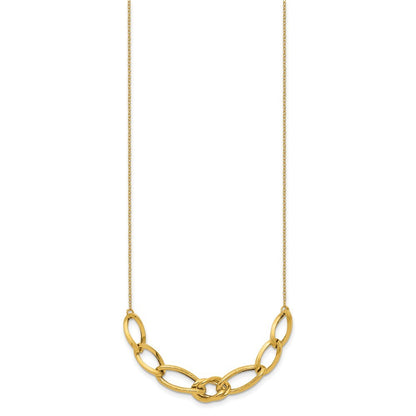 14k Yellow Gold Polished and Textured Fancy Link 17.5 inch Necklace