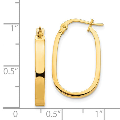 14k Yellow Gold 3x2mm Oval Hoop Earrings Gift for Women