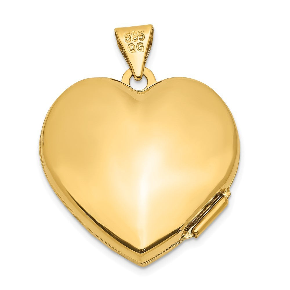 14k Yellow Gold Scallop Design 21mm Heart Locket