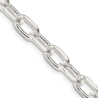 Sterling Silver 7.5mm Diamond-cut Long Link Cable Chain Necklace