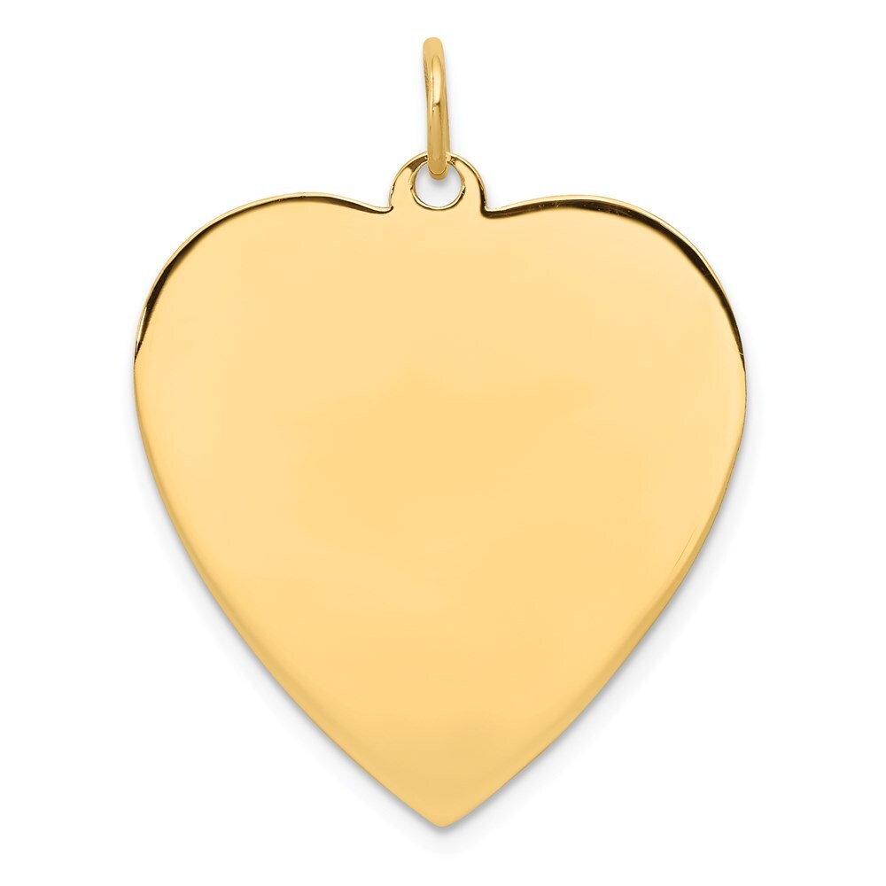 14k Yellow Gold Plain .013 Gauge Engravable Heart Disc Charm