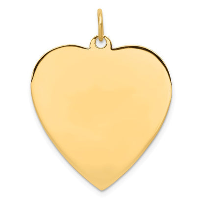 14k Yellow Gold Plain .013 Gauge Engravable Heart Disc Charm