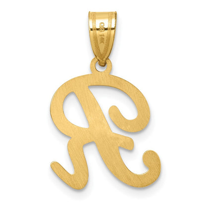 14k Yellow Gold Script Letter R Initial Pendant for Women