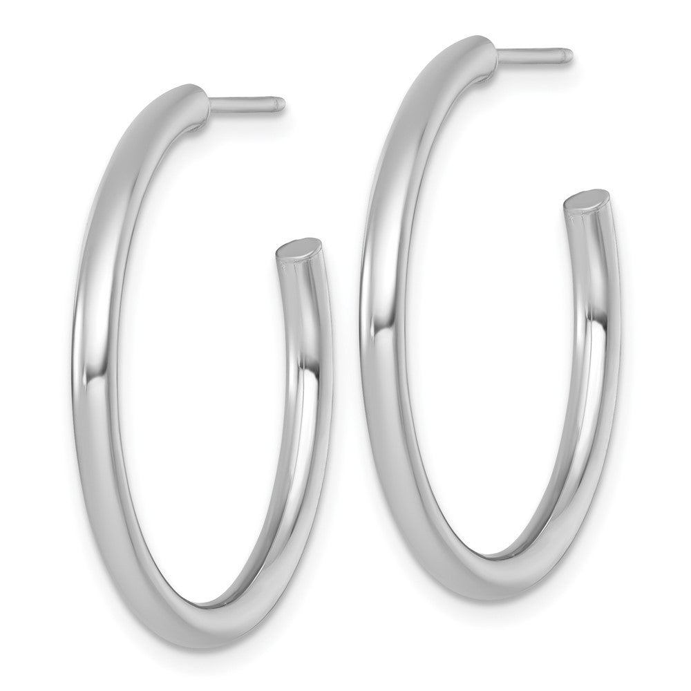 14k White Gold Polished 2.5 x 30mm Tube C-Hoop Earrings