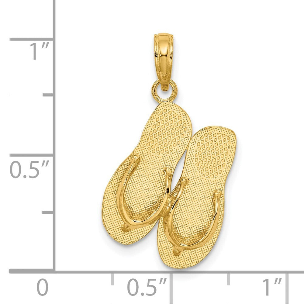 14k Yellow Gold TURKS AND CAICOS Double Flip-Flop Charm Pendant for Women