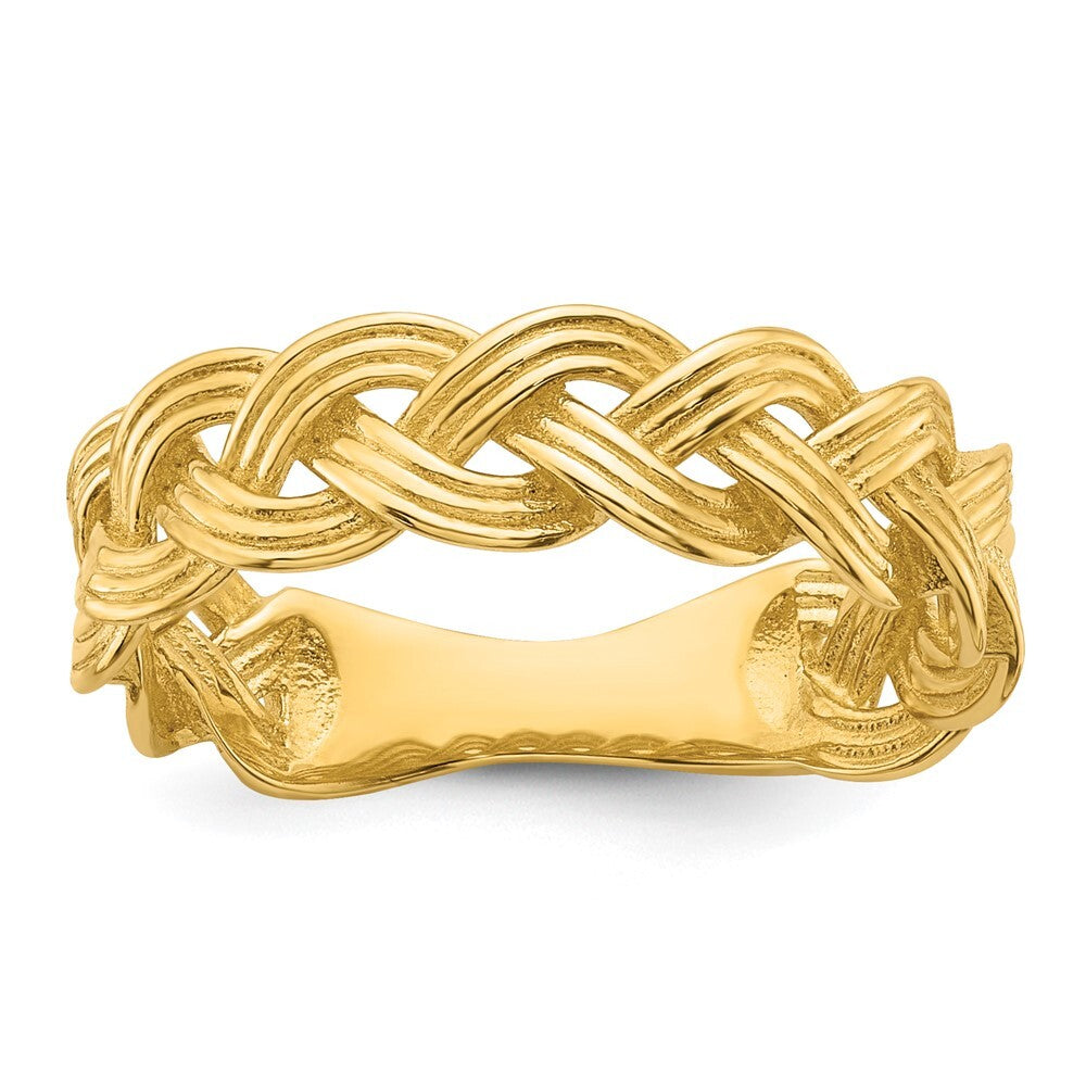 14K Yellow Gold Polished Fancy Braided Ring Size 7