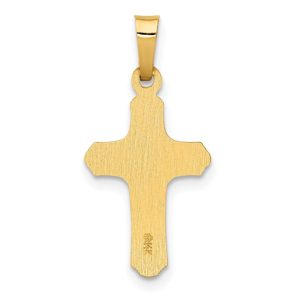 14k Two-tone Gold Polished and Textured INRI Crucifix Pendant for Women