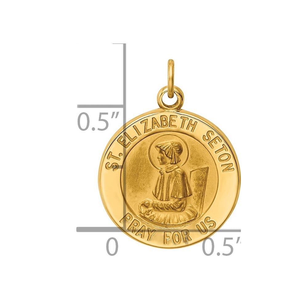 14k Yellow Gold Saint Elizabeth Seton Medal Charm Pendant for Women
