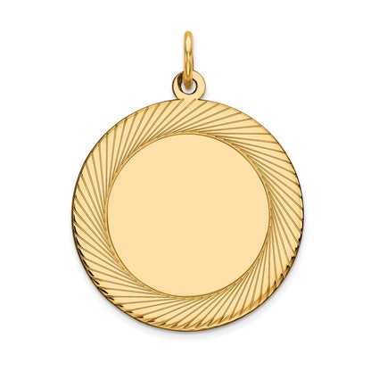 14k Yellow Gold Etched Design .018 Gauge Circular Engravable Disc Charm