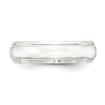 Sterling Silver 6mm Polished Domed with Grooved Beveled Edge Fancy Band Size 9