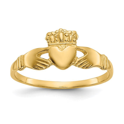 14K Yellow Gold Polished Ladies Claddagh Ring