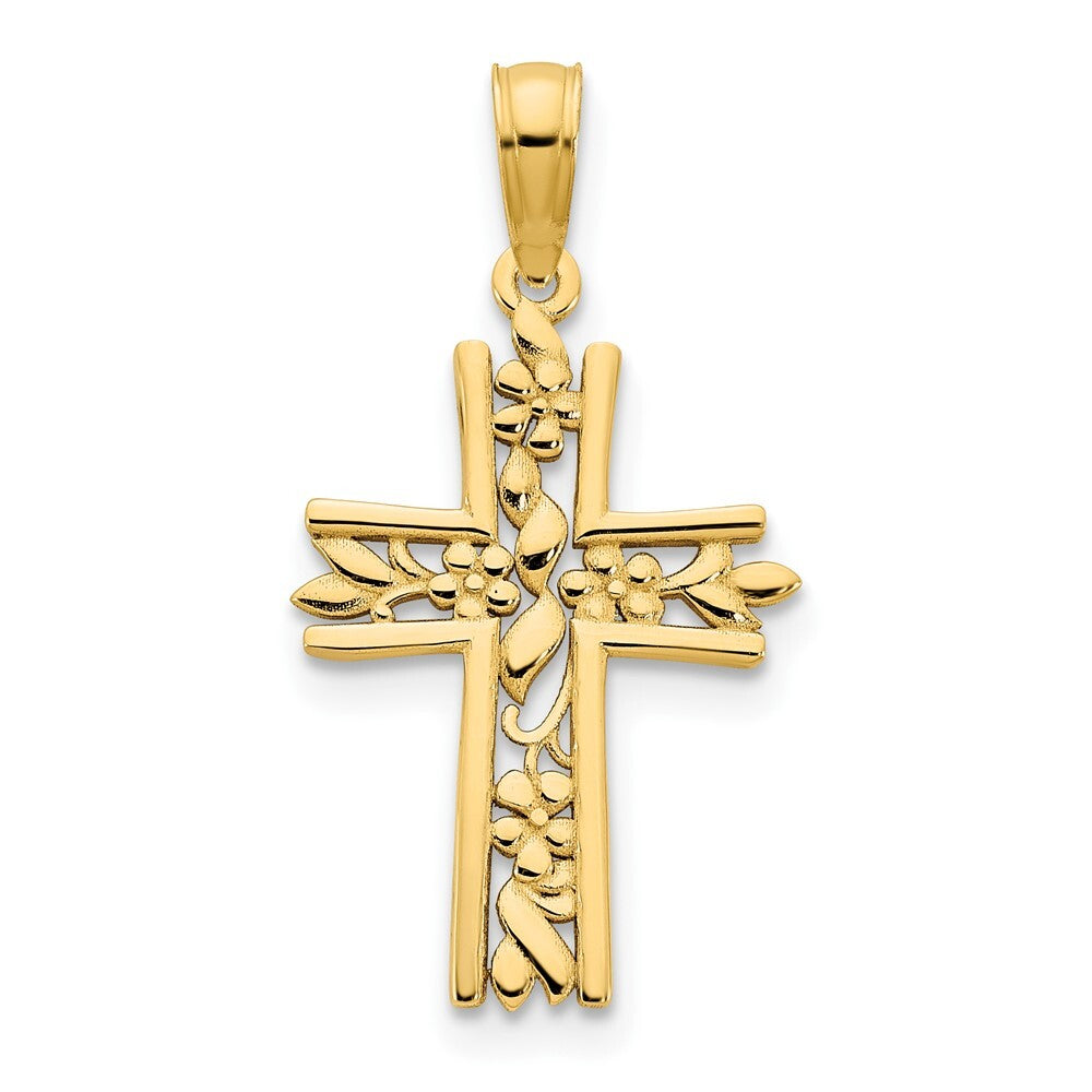 14k Yellow Gold Fancy Cross Pendant for Women