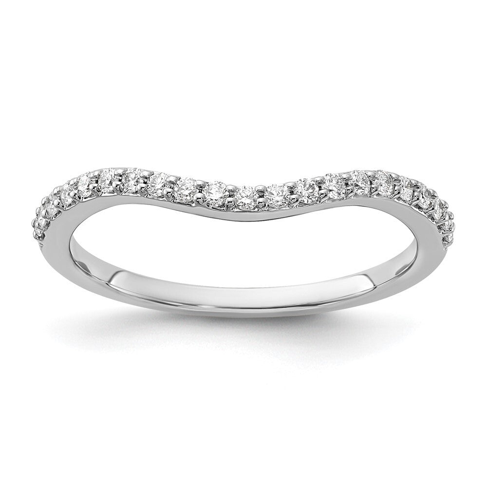 14k White Gold Curved Diamond Ring Size 7