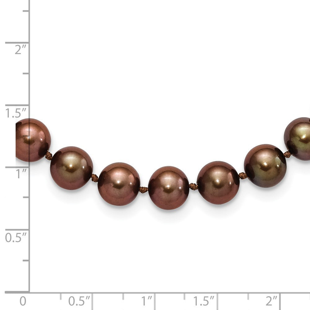 Sterling Silver Rhodium-plated 8-9mm Brown Cultured Pearl Necklace 18"