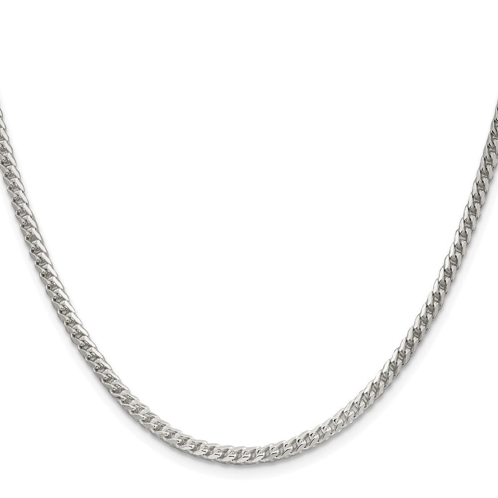 Sterling Silver Rhodium-plated 3.1mm Diamond-Cut Square Franco Chain Necklace