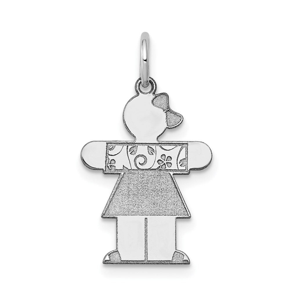 14k White Gold Kid Charm Pendant for Women