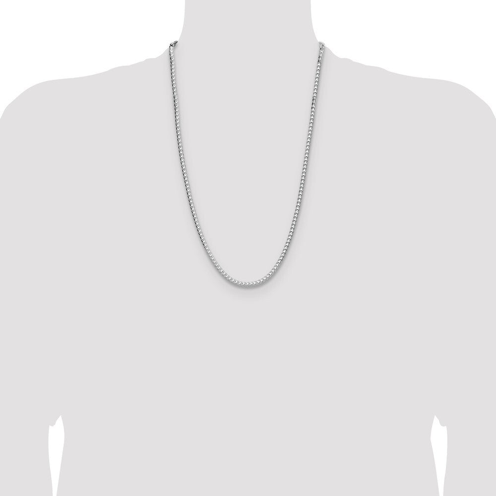 Sterling Silver Rhodium-plated 4.0mm Diamond-cut Square Franco Chain