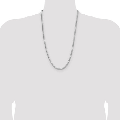 Sterling Silver Rhodium-plated 4.0mm Diamond-cut Square Franco Chain