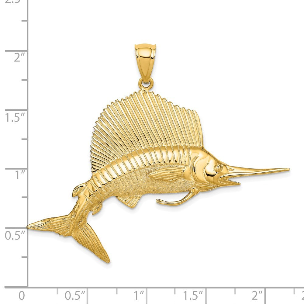 14k Yellow Gold 3-D Polished Satin Sailfish Charm