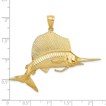 14k Yellow Gold 3-D Polished Satin Sailfish Charm