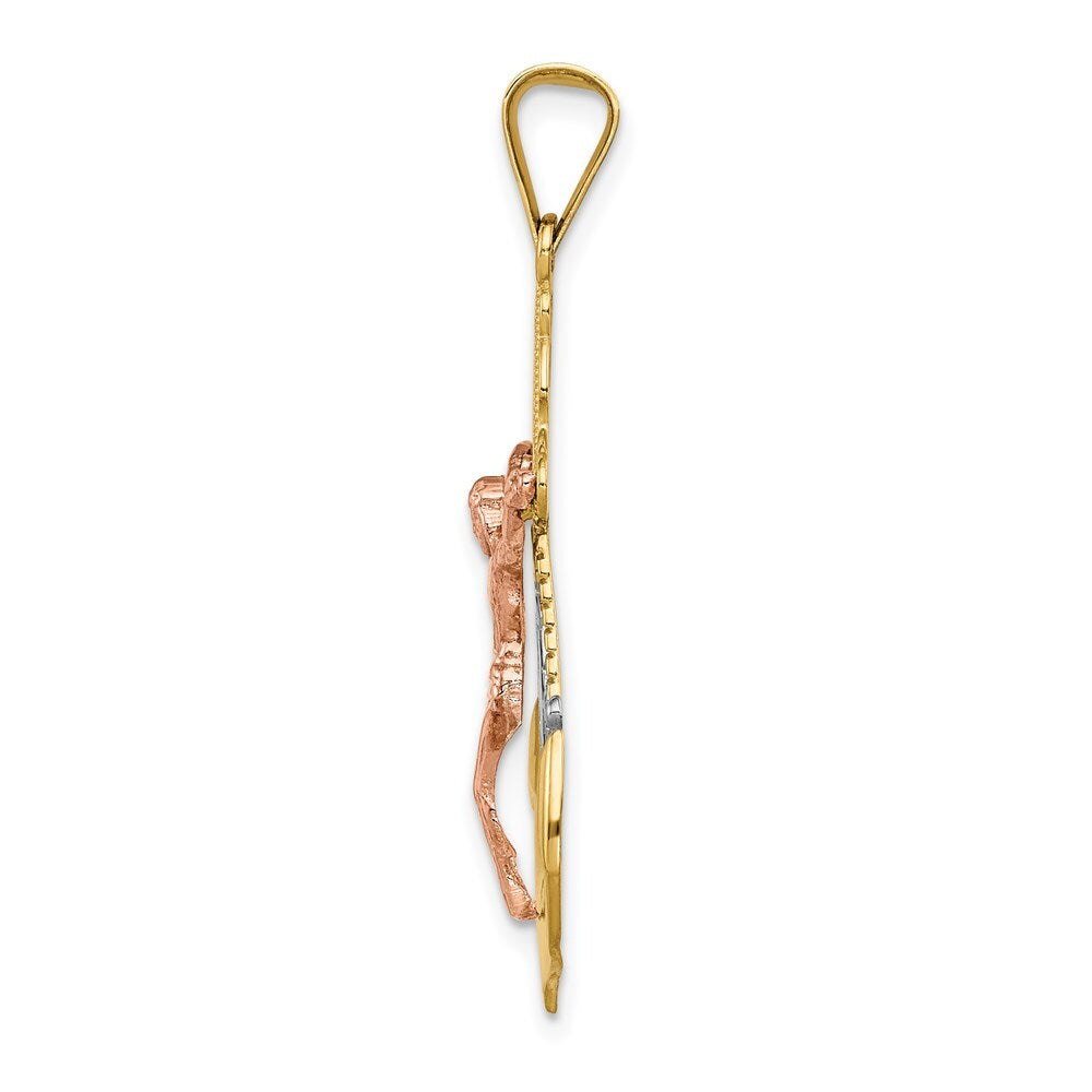 14k Tri-Color Gold Tri-Color Mariner Crucifix Pendant for Women
