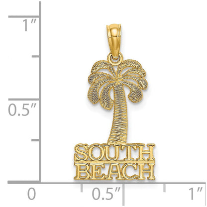 14k Yellow Gold SOUTH BEACH Under Palm Tree Charm Pendant for Women
