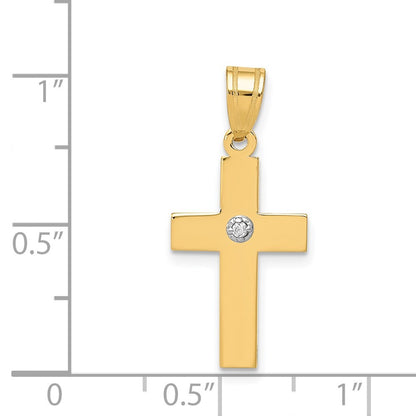 14k Yellow Gold Polished .01ct. Diamond Cross Pendant