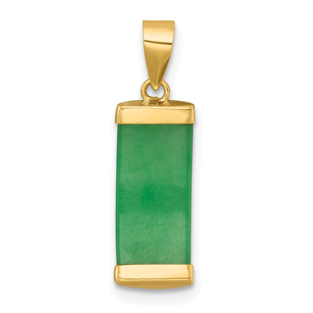 14k Yellow Gold Polished Jade Domed Bar Pendant for Women