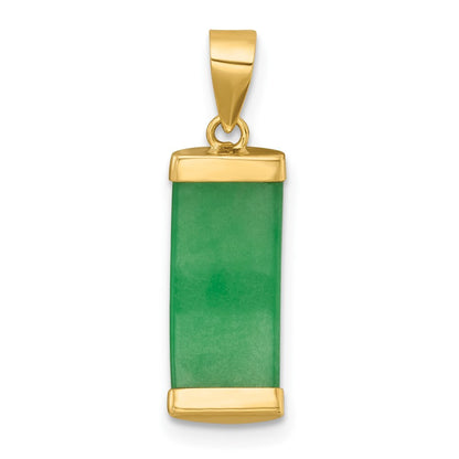 14k Yellow Gold Polished Jade Domed Bar Pendant for Women