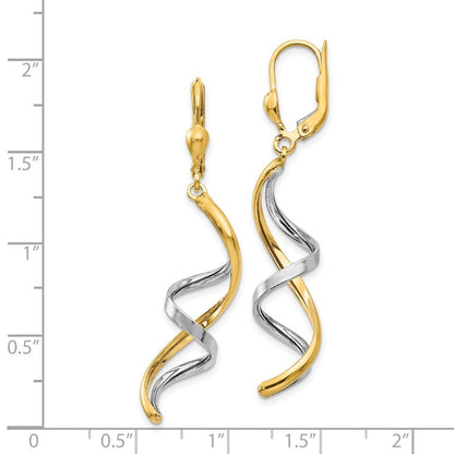 14K Two-tone Spiral Drop Dangle Earrings