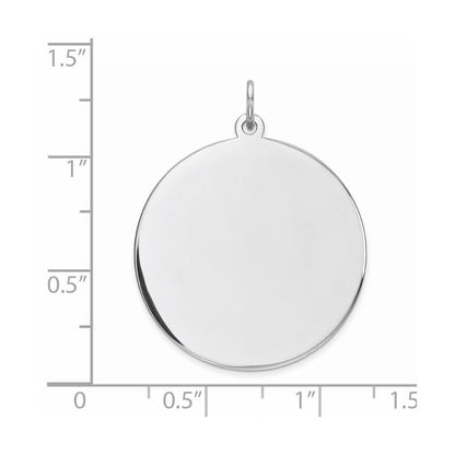 Sterling Silver Rhod-plated Rnd Polish Front Satin Back Disc Charm