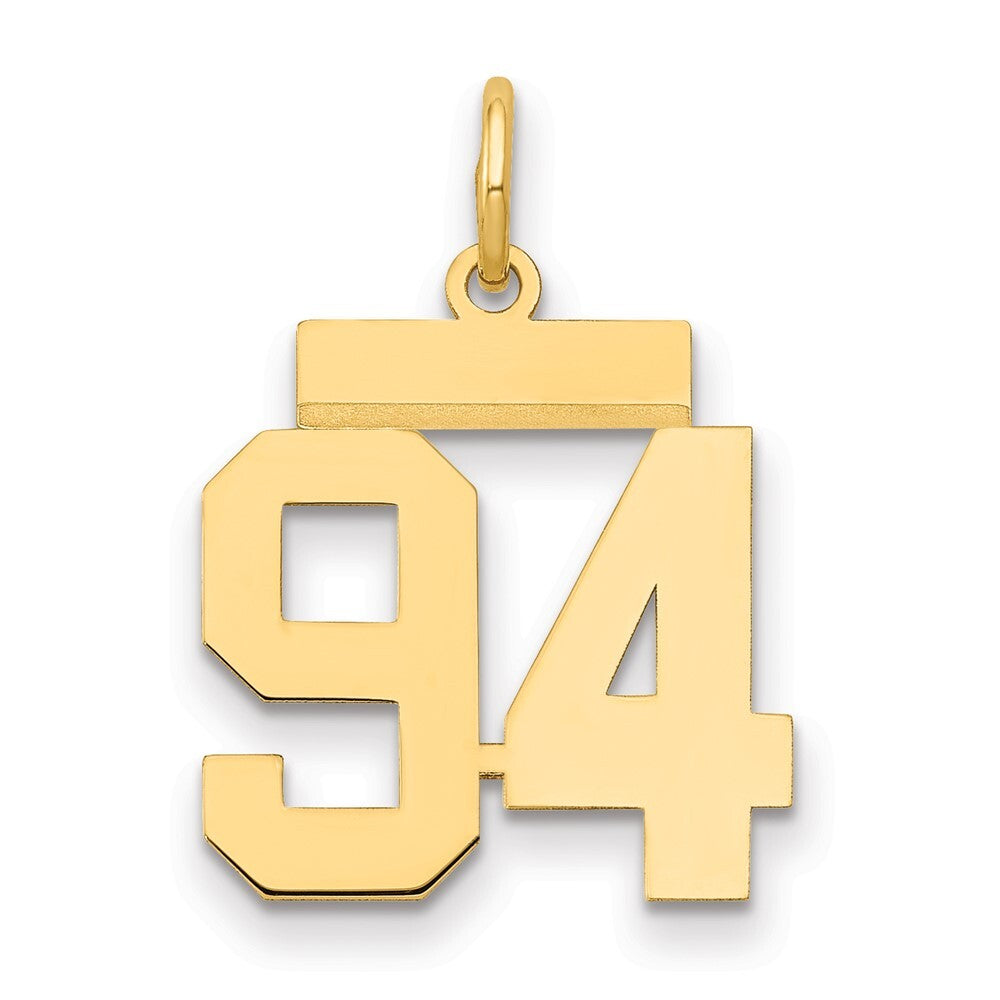 14k Yellow Gold Small Polished Number 94 Charm Pendant for Women