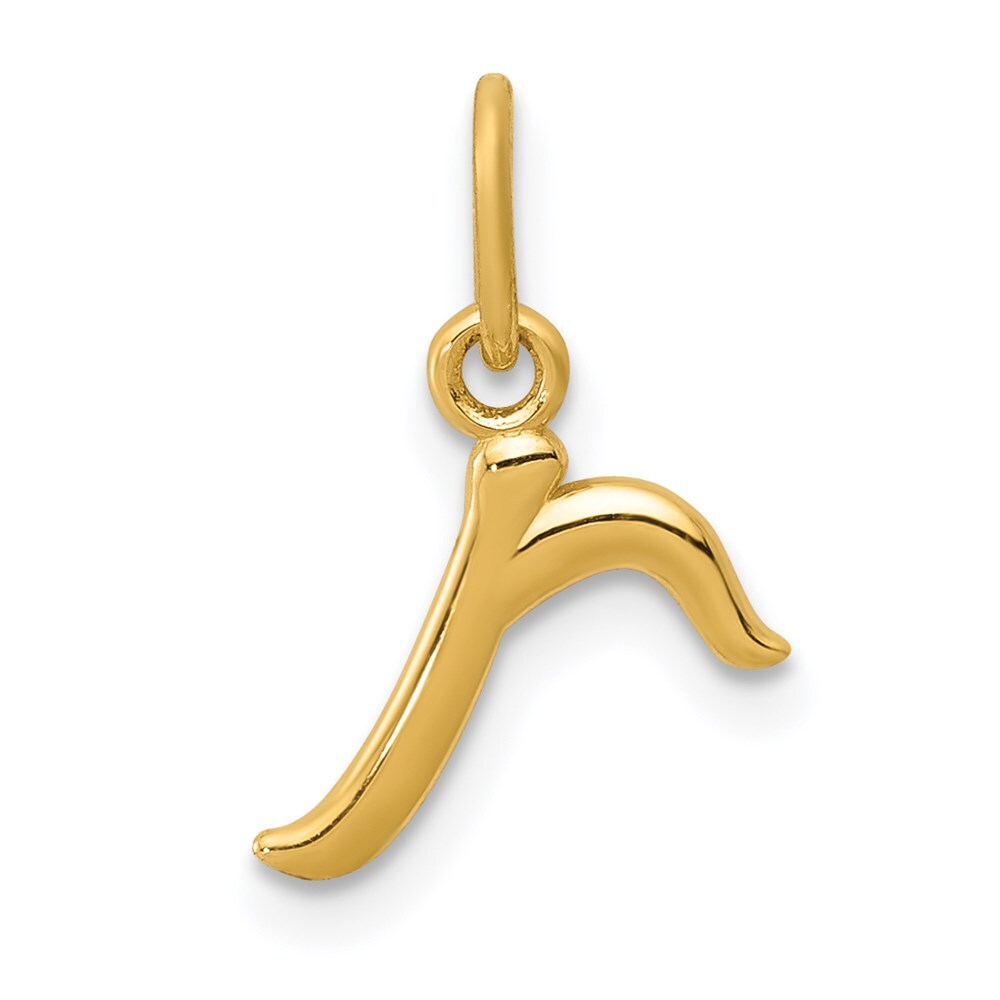14k Yellow Gold Letter R Initial Charm Pendant for Women