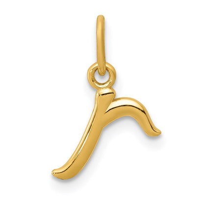 14k Yellow Gold Letter R Initial Charm Pendant for Women