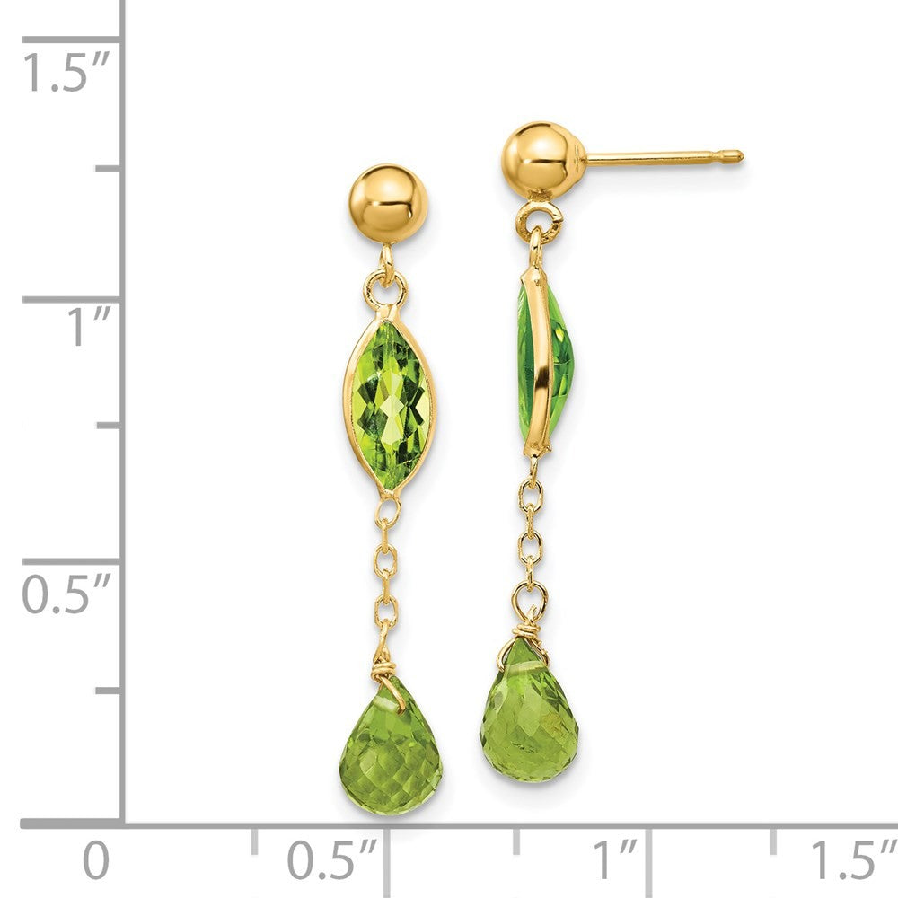 14k Yellow Gold Peridot Earrings