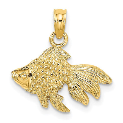 14k Yellow Gold 2-D  Textured  Fish Charm