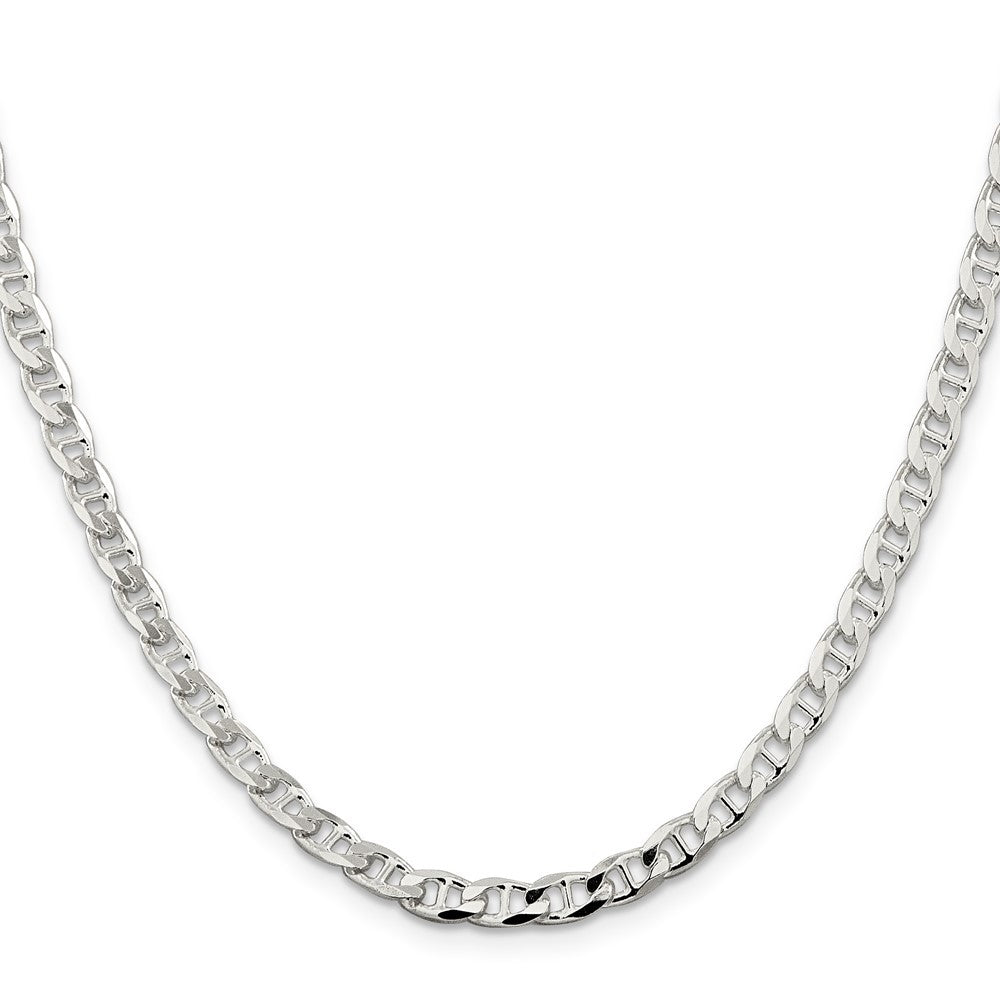 Sterling Silver 4.65mm Diamond-Cut Flat Anchor Curb Chain Necklace
