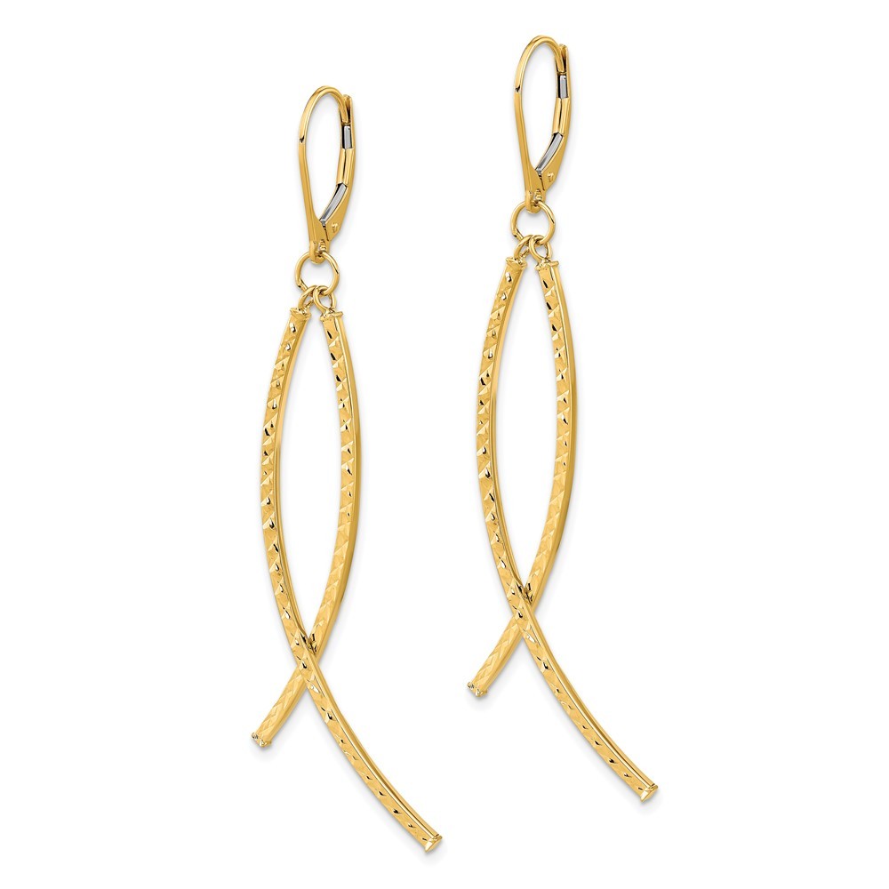 14k Yellow Gold Polished Diamond Cut Fancy Drop Dangle Earrings