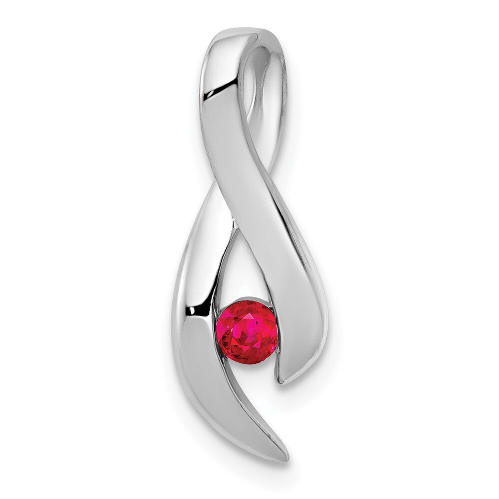 14k White Gold 3mm Ruby Pendant for Women